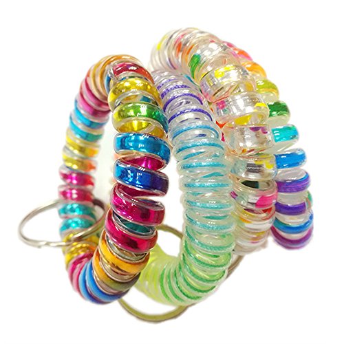 Set Of 4 Color New Fashion High Quality Soft Spring Spiral Wrist Coil Band Flexible Plastic Wristband Key Chain Key Ring Holder Tag (8Pcs) #TOP1
