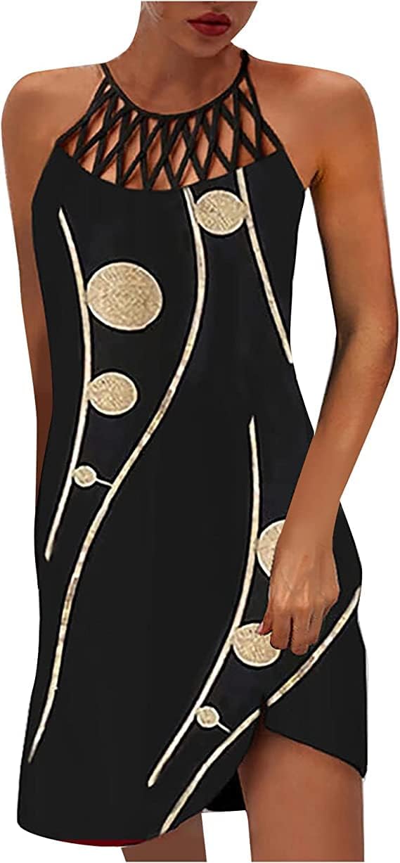 BIRW Summer Dresses for Women 2026 Casual Floral Halter Neck A-line Beach Vacation Sundresses