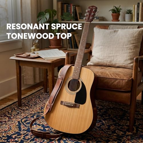 Image of Fender Dreadnought Acoustic Guitar - Natural Bundle with Gig Bag, Tuner, Strings, Strap, and Picks