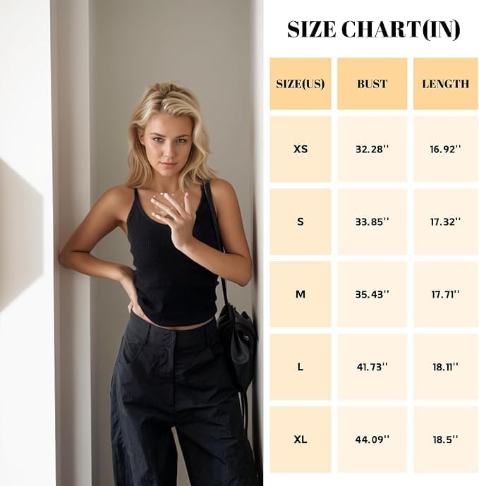 GTEUKTG Women's Spaghetti Strap Scoop Neck Tank Top Racerback Slim Fitted Ribbed Camisole Solid Basic Workout Crop Cami - Image 3