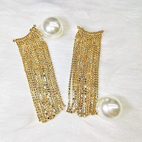 Uncle J Gold/Silver Rhinestone Crystal Long Tassel Dangle Earrings-Fringe Chain Chandelier Drop Earrings for Women, Wedding, Gifts3