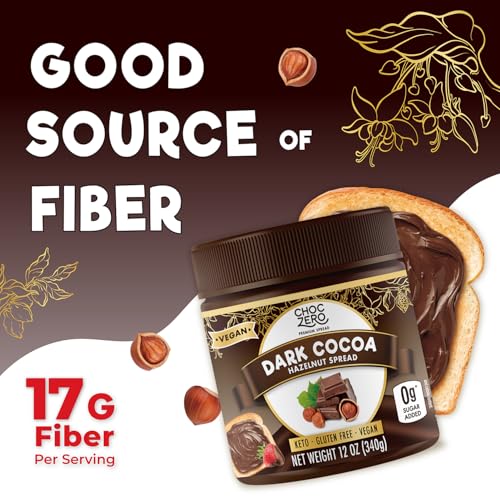 ChocZero Vegan Cocoa Hazelnut Spread – Sugar Free, Keto Friendly, Low Carb Chocolate Dessert & Bread Topping, Gluten Free, High Fiber, 12 oz Jar - Thumbnail 5
