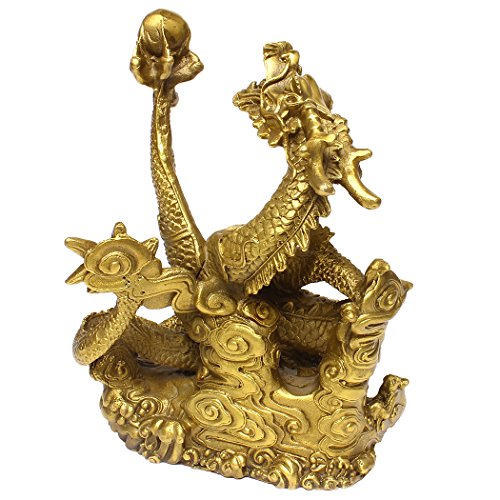 Brabud Chinese Fengshui Handmade Brass Dragon Statue Golden Wealth Figurine Home Decor Gift Collectible Bs078 #TOP4