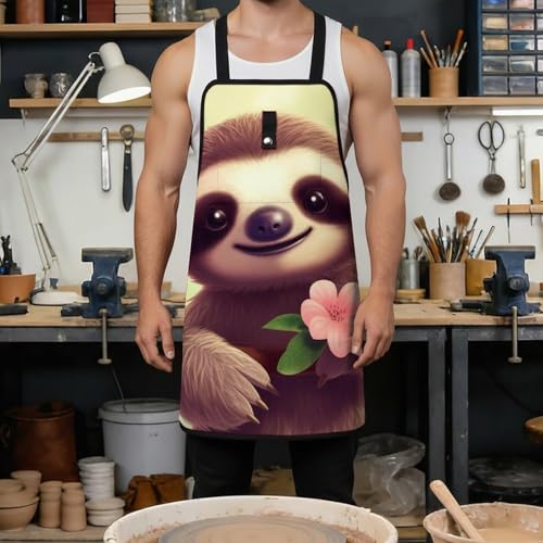 Cute Sloth Delantal con 8 Bolsillos Ajustable para Hombre miniatura 4