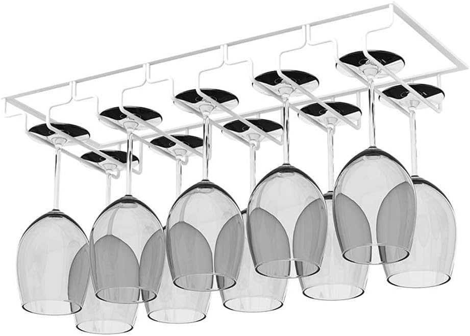 Metal Wine Glass Rack Under Cabinet Stemware Holder Hanging for Bars & Kitchens Upside Down Wine Glass Storage for Home & Restaurant