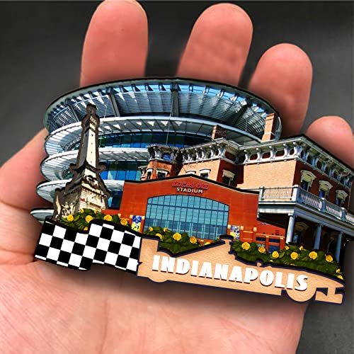 Imán decorativo de madera USA Indianapolis 3D miniatura 4
