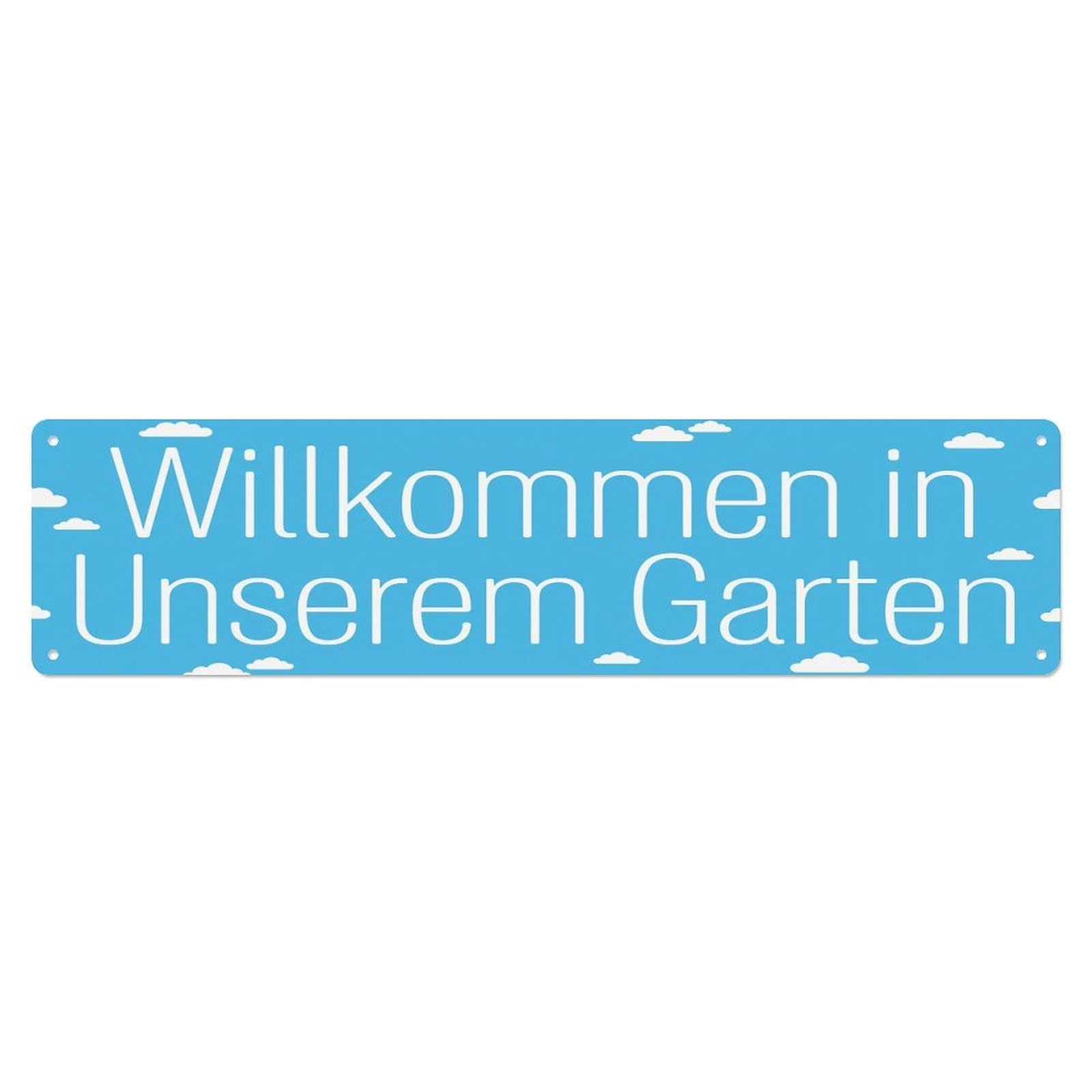 Odgynaw 4X16inch(10X40cm) Vintage Welcome To Our Garden Sky Blue Metal Tin Sign