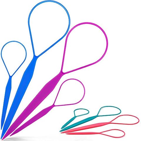 Topsy Tail Hair Tool,MORGLES 8pcs Hair Braiding Tool Topsy Tail Loop French Braid Loop Tool Topsy Tail Kit, 4 Colors Cover