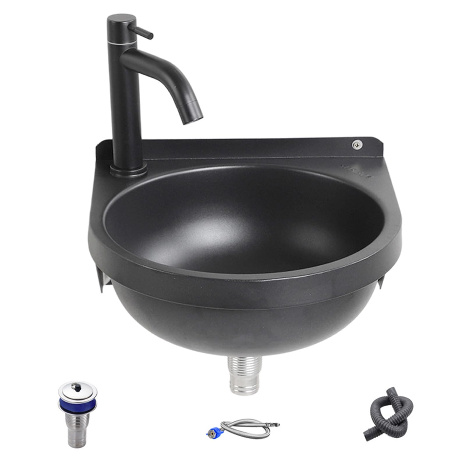 Lavabo Vanity semicircular con grifo para solucionar la falta de espacio en baño