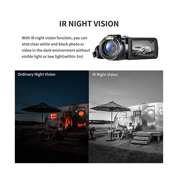 ORDRO Camcorder Full HD 1080P 30FPS 24MP 3.0 '' IPS Touchscreen Nachtsichtvideokamera mit Mikrofon, Weitwinkelobjektiv und Kamerahalter – Bild 7