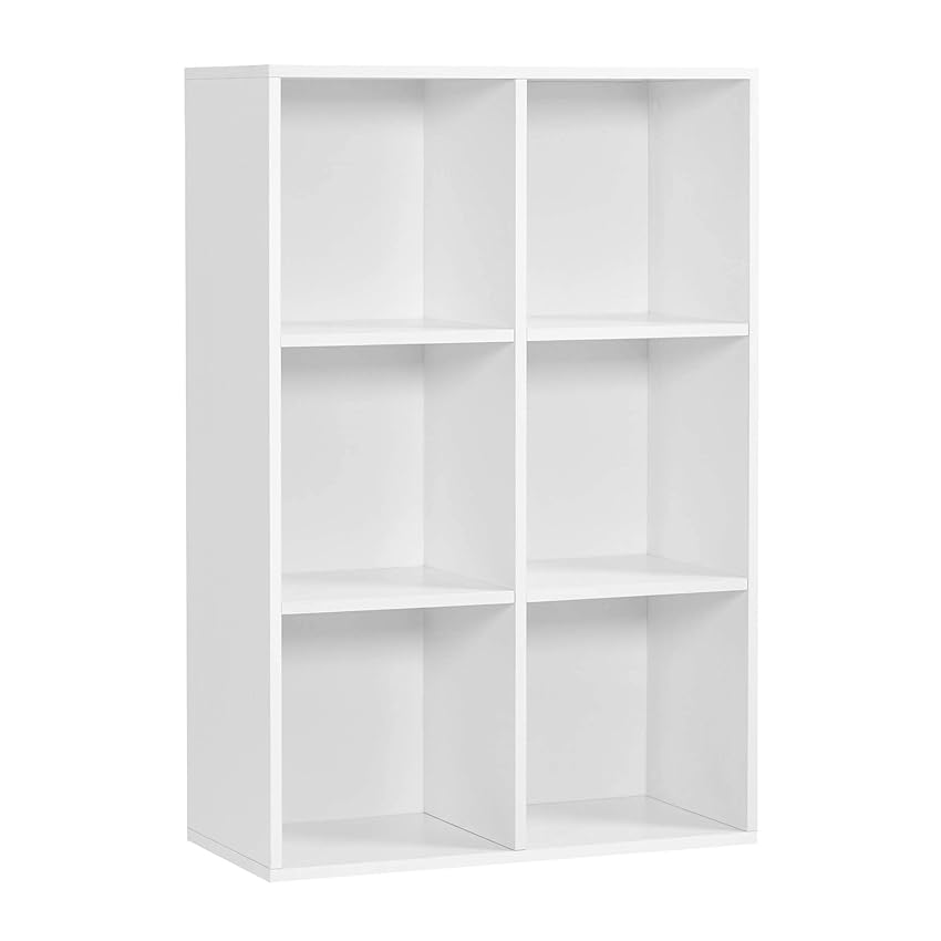 Immagine del prodotto VASAGLE SONGMICS Libreria Scaffale Mobiletto Armadietto Mobile in Legno Pannelli di Particelle a 3 Ripiani 6 Scompartimenti Bianco LBC203D, ingegnerizzato, Würfelregal