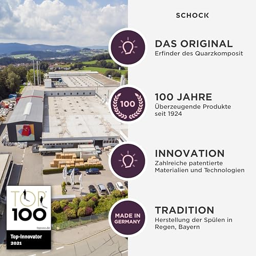 SCHOCK Küchenspüle Formhaus D-100 Onyx 86x50 cm - CRISTALITE® Schwarz mit Abtropffläche - Küchenspüle für 45 cm Unterschrank - Reversible Einbauspüle - Robuste Quarzkomposit-Oberfläche