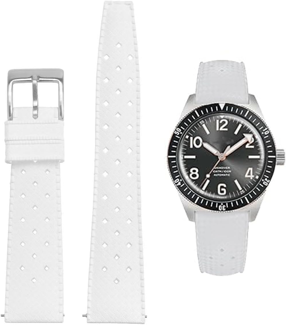 FKM Rubber Watch Bands Quick Release Tropical Style Fluororubber 18mm 20mm 22mm Replacement Soft Breathable Durable FKM Rubber Sport Diving Watchbands Straps for Omega X Swatch X Blancpain