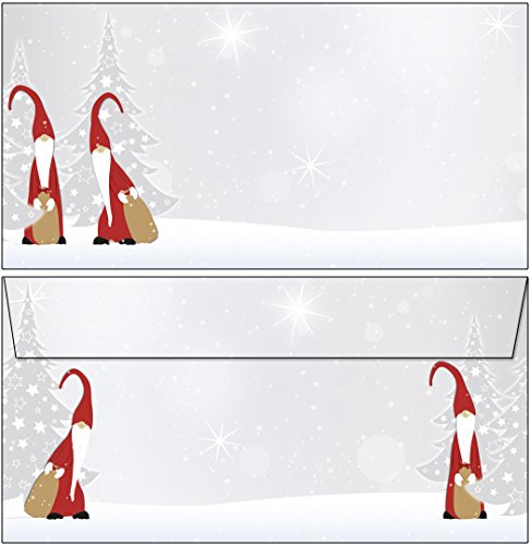 Briefumschläge Weihnachten Weihnachtswichtel 20 Kuverts DIN lang...