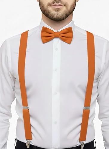 Miniatura 5 de Trilece Juego de tirantes para hombre con pajarita ajustable de 1 pulgada de ancho en forma de Y accesorios de traje de boda clips de metal fuertes