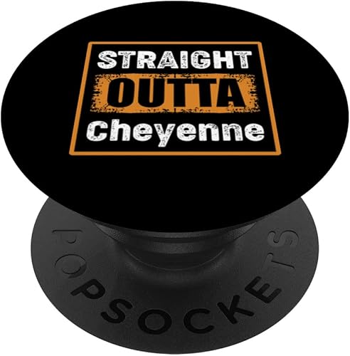 Straight Outta Cheyenne Wyoming USA Retro Distressed Vintage PopSockets Swappable PopGrip