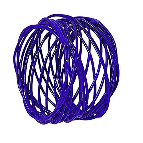 Image of SKAVIJ Handmade Twisted Wire Mesh Napkin Rings Holders Decor Dinner Party Wedding Thanksgiving Christmas Gathering (Blue 4pcs)
