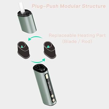 LAMBDA Dual Heat Not Burn Device Use Replaceable Heating Sheet Part 3200 mAh OLED Display Adjustable Temperature and Time Heating (Green)