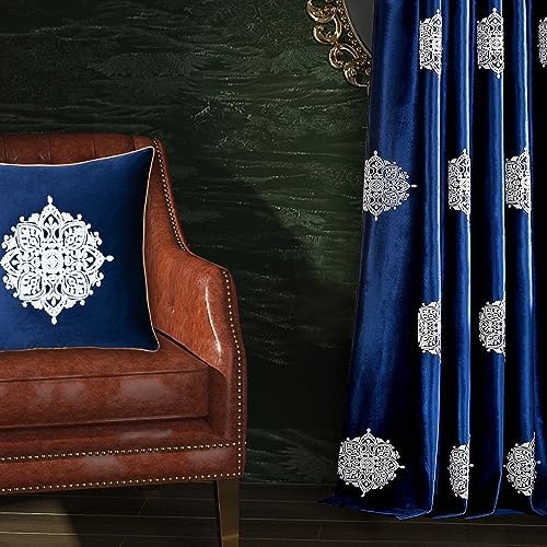 VOGOL Blackout Curtains 84 Inches Long, White Flowers