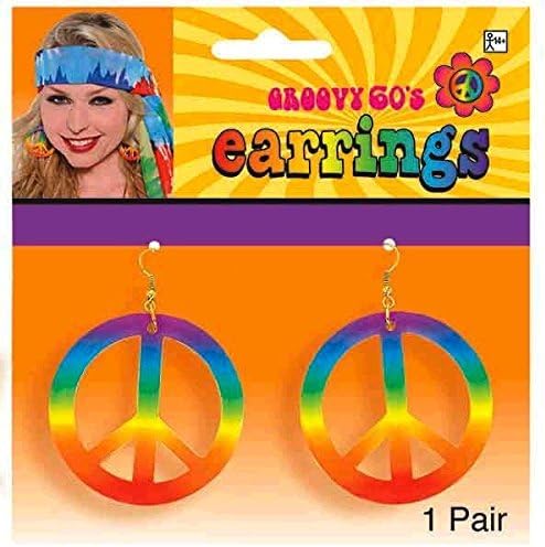 Multicolor Tie Dye Peace Plastic Earrings - 6" x 5.75" Unique Handcrafted Fashion Accessory (1 Pair)