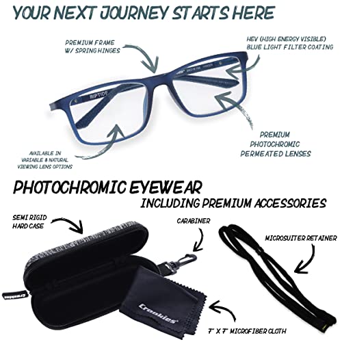 Croakies Riptide Photochromic Progressive Eyewear | UV400 Sunglass for Outdoor | Bluelight Eyeglass for HEV Devices | Bundle3