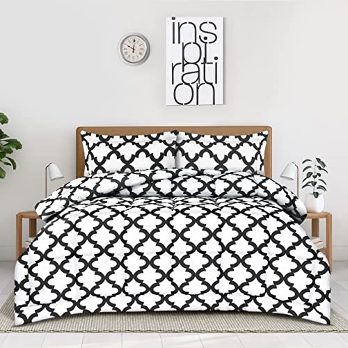 Utopia Bedding - Comforter Bedding Set With 2 Pillow Shams - 3 Pieces Bedding Comforter Sets - Down Alternative Comforter - Soft And Comfortable - Machine Washable, White Black, Queen #TOP7