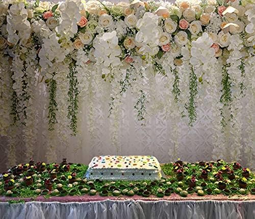BUTEN White Flower Backdrop Curtain Bridal Shower Wedding Background Rose Floral Photography Backdrop for reception Baby shower Decoration Supplies - Image 4