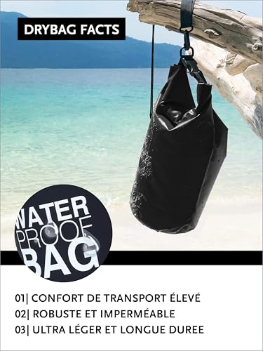 DonDon Dry Bag Sac étanche 2l, 5l, 10l, 15l, 20l, 30l avec bandoulière - Noir 5 Liter – vue 4