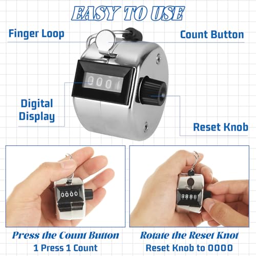 LDHHYH 20 Pack Clicker Counter, Metal Hand Tally Counter Clicker, 4 Digit Mechanical Palm Pitch Counter Clicker for Counting Numbers Golf Sports Events Office Stadium