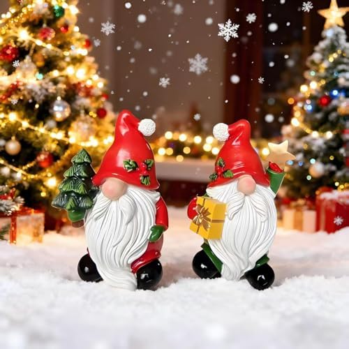 Christmas Resin Gnomes Handmade Christmas Resin Gnomes Holiday Present, Winter Table Christmas Tree Decorations Indoor and Display on Mantel or Window Sill Living Room