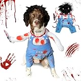 Dog Halloween Costume Deadly Dog Clothes Adjustable Pet Novelty Cosplay Costumes Funny Doll Wig Puppy Party Apparel Cool Dress Up Outfit Scary and Spooky for Small Medium Large Dogs Cats (Medium)
