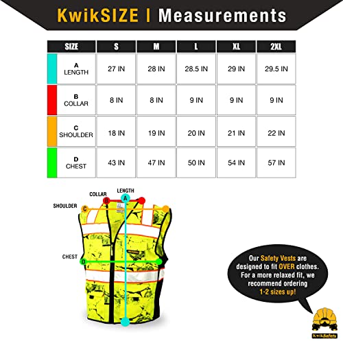 Kwiksafety - Charlotte, Nc - Uncle Willy’s Wall Safety Vest [10 Pockets] Class 2 Ansi Osha High Visibility Reflective Camo Heavy Duty Mesh Hivis Construction Work Hiviz Men/Yellow Black Large #TOP6