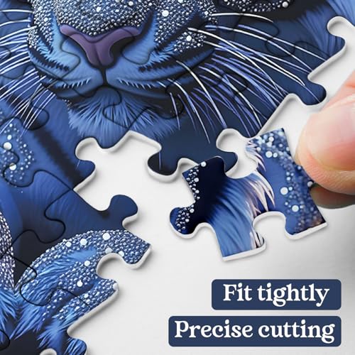 Puzzles para adultos PPuzzling 1000 piezas, Escena de bosque azul brillante, Rompecabezas de animales de fantasía Tigre blanco miniatura 3