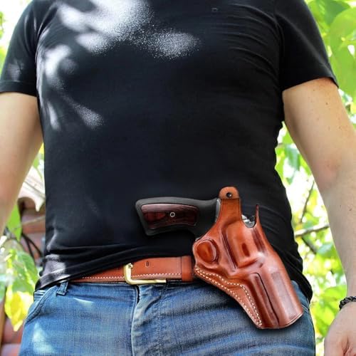 Masc Premium Leather OWB Paddle Holster for with Thumb Break Fits, GP-100 4.2-inch, Brown #1033# Detail