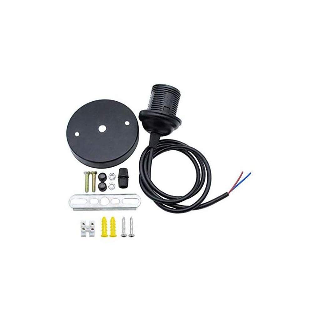 Icole E27 Portalámparas Negro Techo Rosa Colgante Moderno Vintage Retro Estilo Industrial Juego de Lámpara Colgante Set