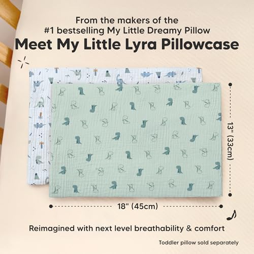Image of KeaBabies Cotton Muslin Toddler Pillowcase 13x18 Only, 2-Pack (Dino Park) | Organic Cotton Muslin Pillow Case for Kids, Girls, Boys, Small Travel Size Cover, Soft,Breathable Toddler Pillow Not Included