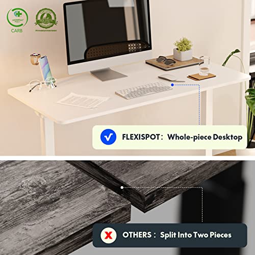 Flexispot En1 Essential Height Adjustable Standing Desk 48 X 30 Inches Whole-Piece Desktop Ergonomic Memory Controller Electric Stand Up Desk (48 Marble Grey Desktop,White Frame, 2 Packages #TOP4