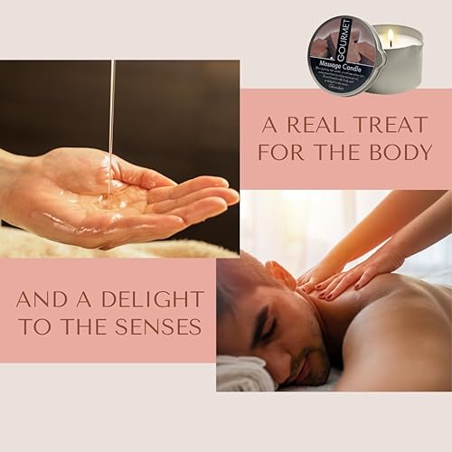 Miniatura 5 de GOURMET COLLECTION Vela de aceite de masaje con aroma a chocolate, aceite de masaje hidratante para relajación pura, aceite de masaje ideal para