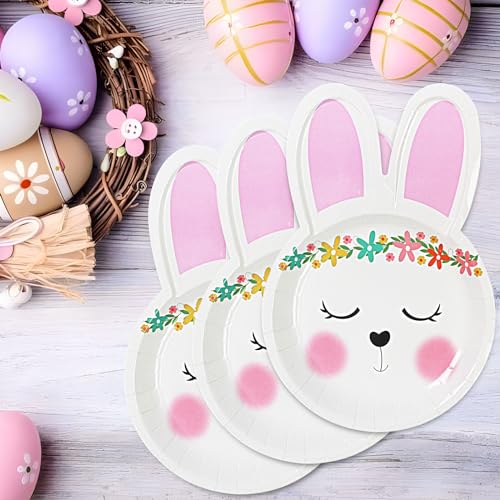 Dulousia Easter Bunny Plates - 18Pcs 9Inch Rabbit Party Paper Plates thumb #2