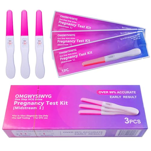 OMGWYSIWYG Pregnancy Test Early Detection HCG Level Test for Fertility Women at Home Over 99% Accuracy Individually Packed (Stick 3 Counts)