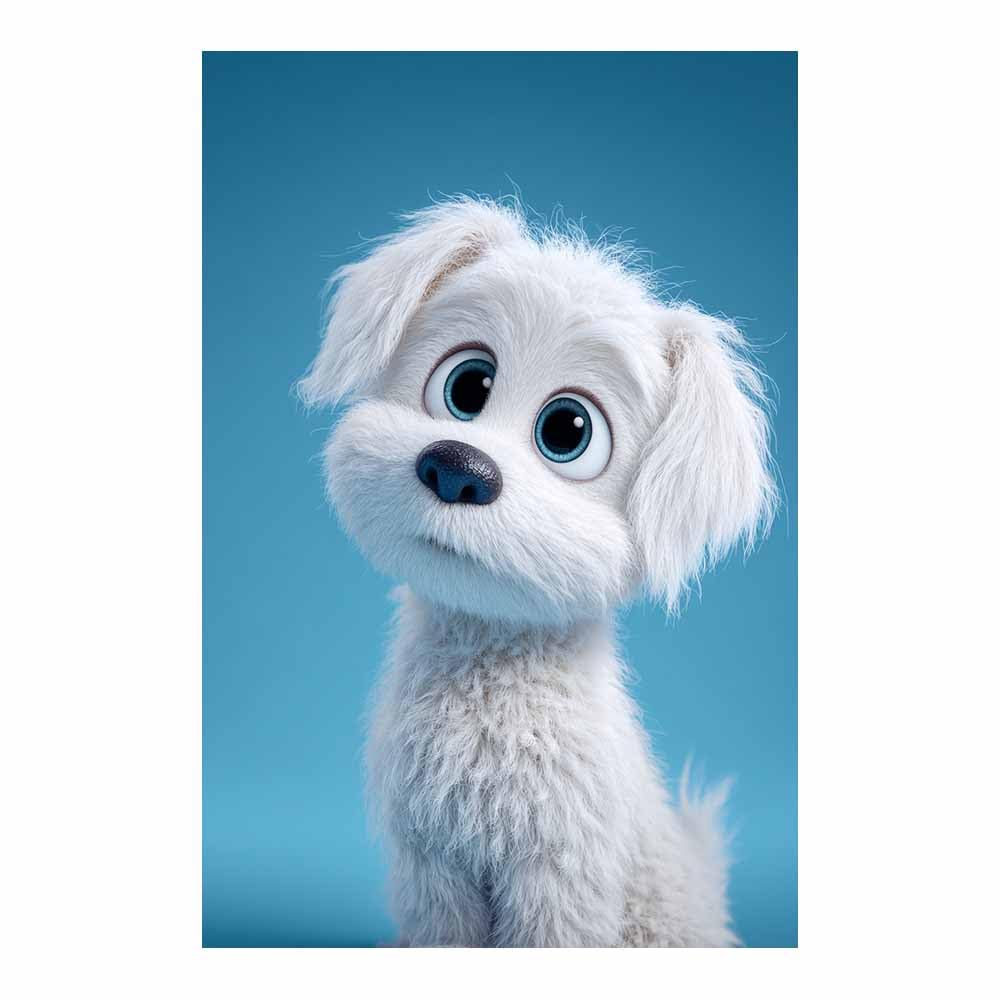 ZAMAEIU Canvas Print Wall Art Cute dog card Abstract Dog Animal Paintings, Suitable for living room, bedroom, for Kids Room Decoretc.(white)-80x120cm Unframed