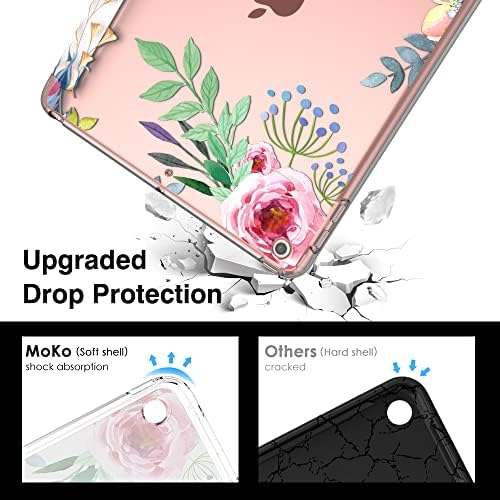 MoKo Case For New iPad 9th/8th/7th Gen Case (2021/2020/2019), Soft TPU Translucent Frosted Back Cover Slim Shell Protective Case with Stand for iPad 10.2 inch,Auto Wake/Sleep,Fragrant Flowers