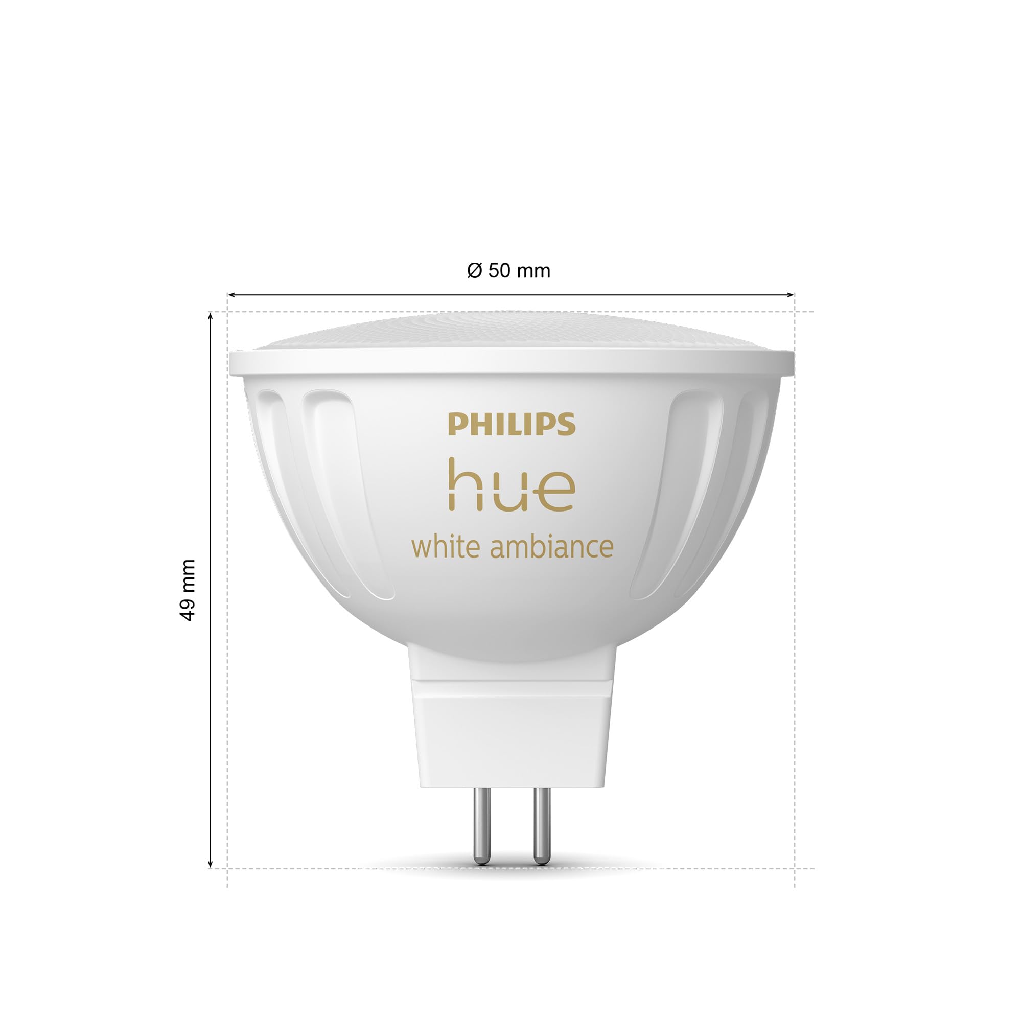 Philips Hue - Bombilla LED Inteligente MR16, GU5.3, Luz Blanca de Cálida a Fria, regulable, 5.1W, Compatible con Amazon Alexa (Echo, Echo Dot)