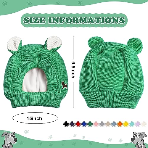 Image of Frienda Dog Ear Muffs Noise Protection, Neck 14.96 Inch Fits Medium Dogs, Knitted Calming Hood for Dogs, Fireworks Thunder Anxiety Relief, Fleece Inner Warm Beanie Hat(Green)