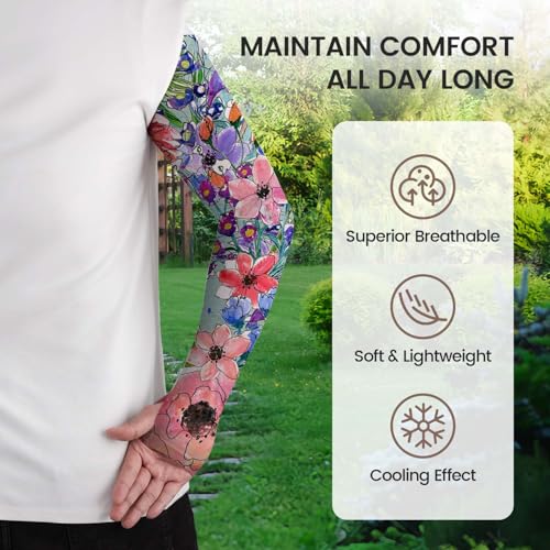 Image of YPHCDO Gardening Sleeves for Women Farm Sun Protection Thorn Proof Cooling Arm Sleeves to Cover Arms for Garden Sports