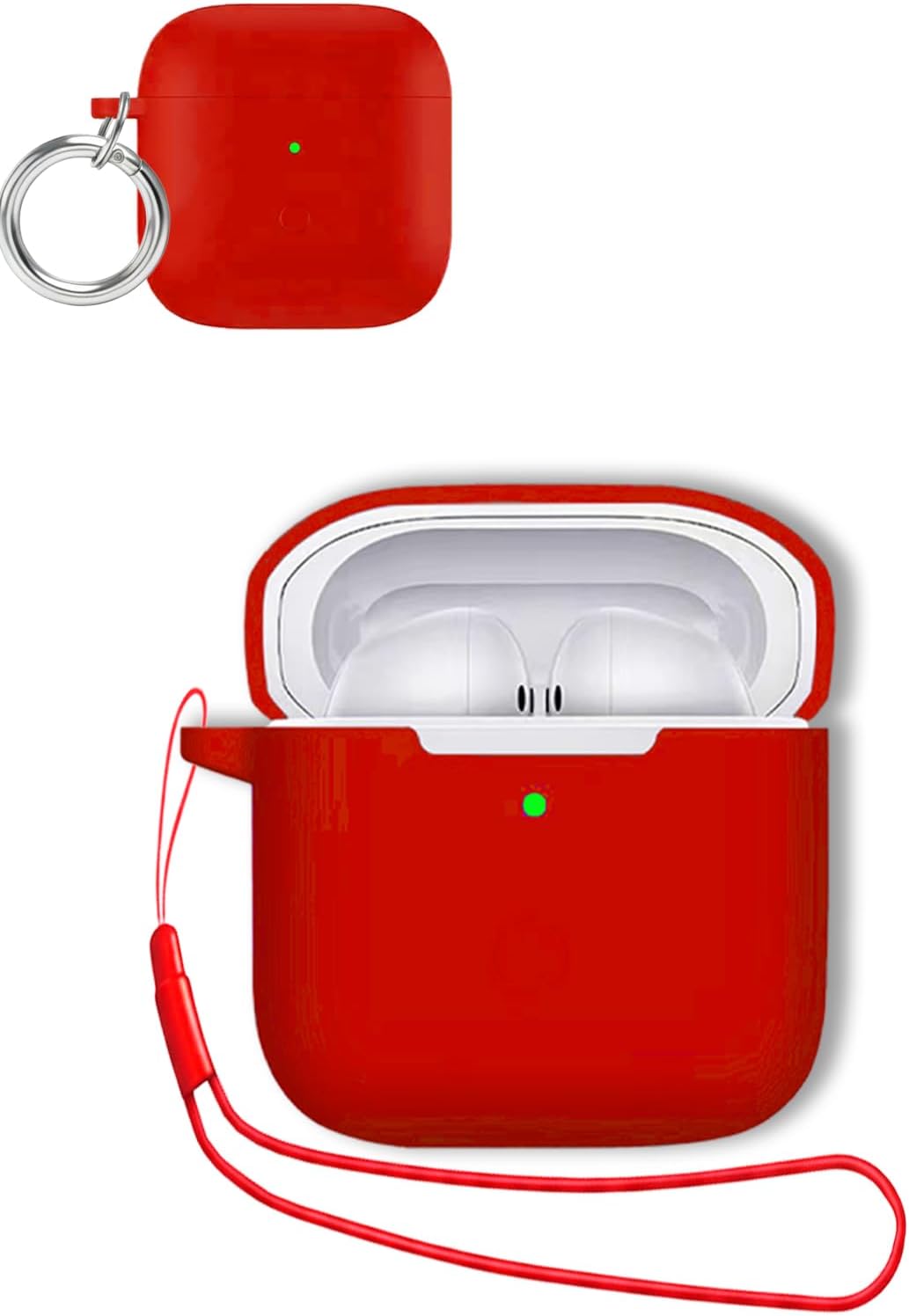 Case for Redmi Buds 3 Earbuds,Soft Silicone Shock-Absorbing Design,Includes Keychain and Anti-Loss Rope,All-Round Protection (Red)