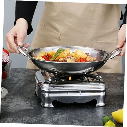 Wok de acero inoxidable con fondo redondo y doble asa miniatura 7