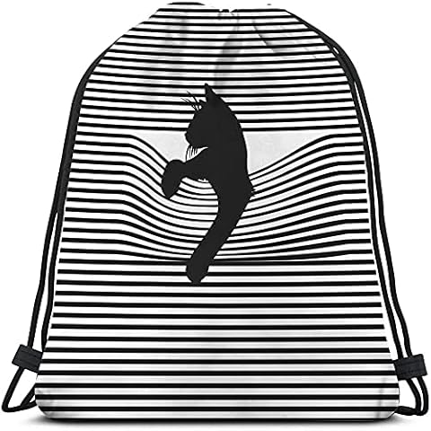 Beabes Black Cat Drawstring Backpack Bag Cover