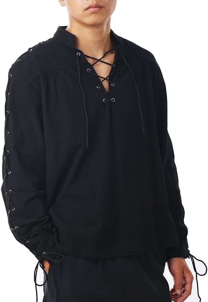 COSDREAMER Mens Shirt Medieval Renaissance Viking Pirate Shirt Tops Blouses