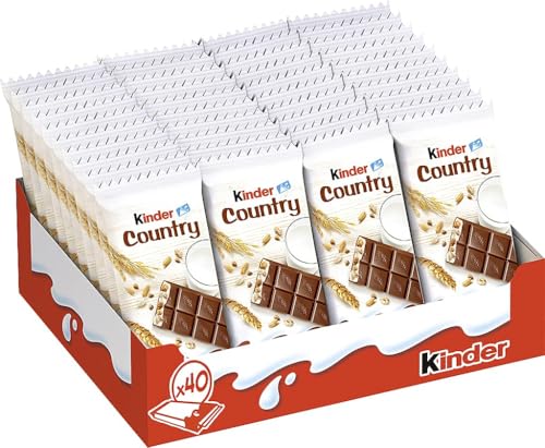 kinder Country - Sondergröße mit 40 Einzelriegeln Schokoriegel aus Vollmilchschokolade mit gerösteten Cerealien und einer Füllung aus feiner Milchcreme